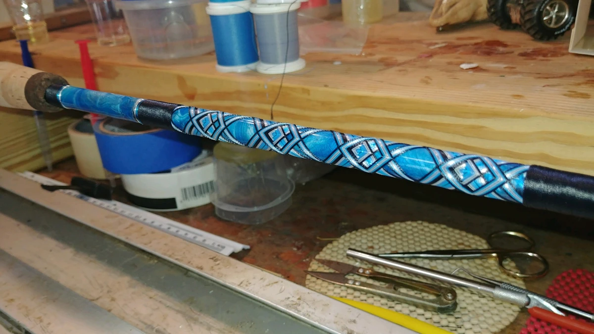Blue Marble Wrap – J-STick'um Custom Rods and Jigs
